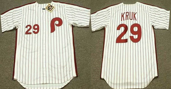 Personalized Men’s Philadelphia Phillies #29 John Kruk White Stitched Jersey