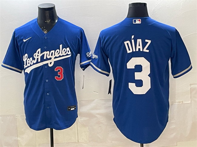 Personalized Men’s Los Angeles Dodgers #3 Edwin Diaz Royal Alternate Stadium Stitched Baseball Jersey