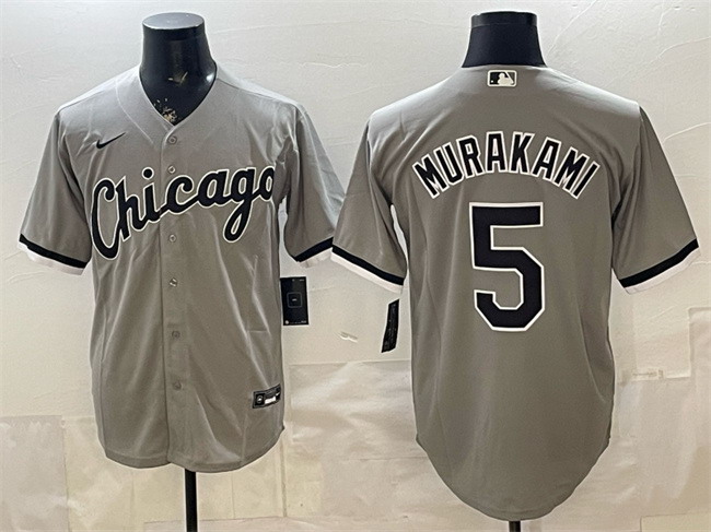 Personalized Men’s Chicago White Sox #5 Munetaka Murakami Grey Stitched Baseball Jersey