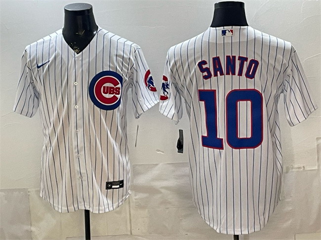 Personalized Men’s Chicago Cubs #10 Ron Santo White Cool Base Stitched Baseball Jersey