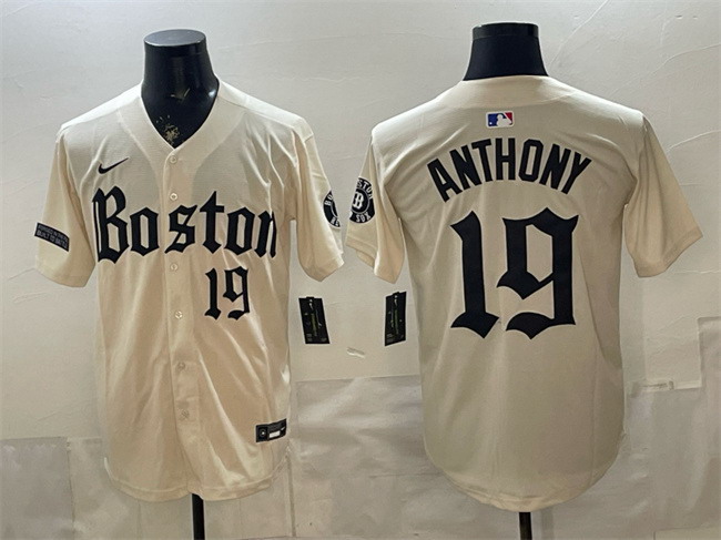 Personalized Men’s Boston Red Sox #19 Roman Anthony Cream Gothic Limited Stitched Baseball Jersey
