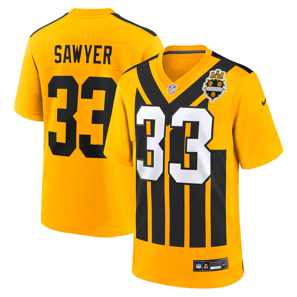 Personalized Men’s Pittsburgh Steelers #33 Jack Sawyer Gold Jersey