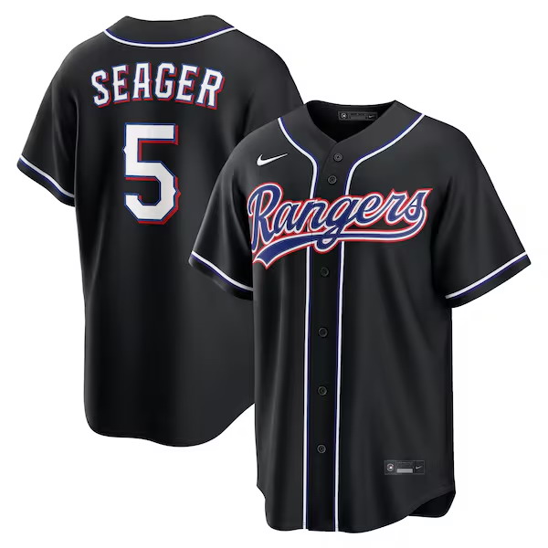 Personalized Men Texas Rangers #5 Corey Seager Fashion Black Out Jersey