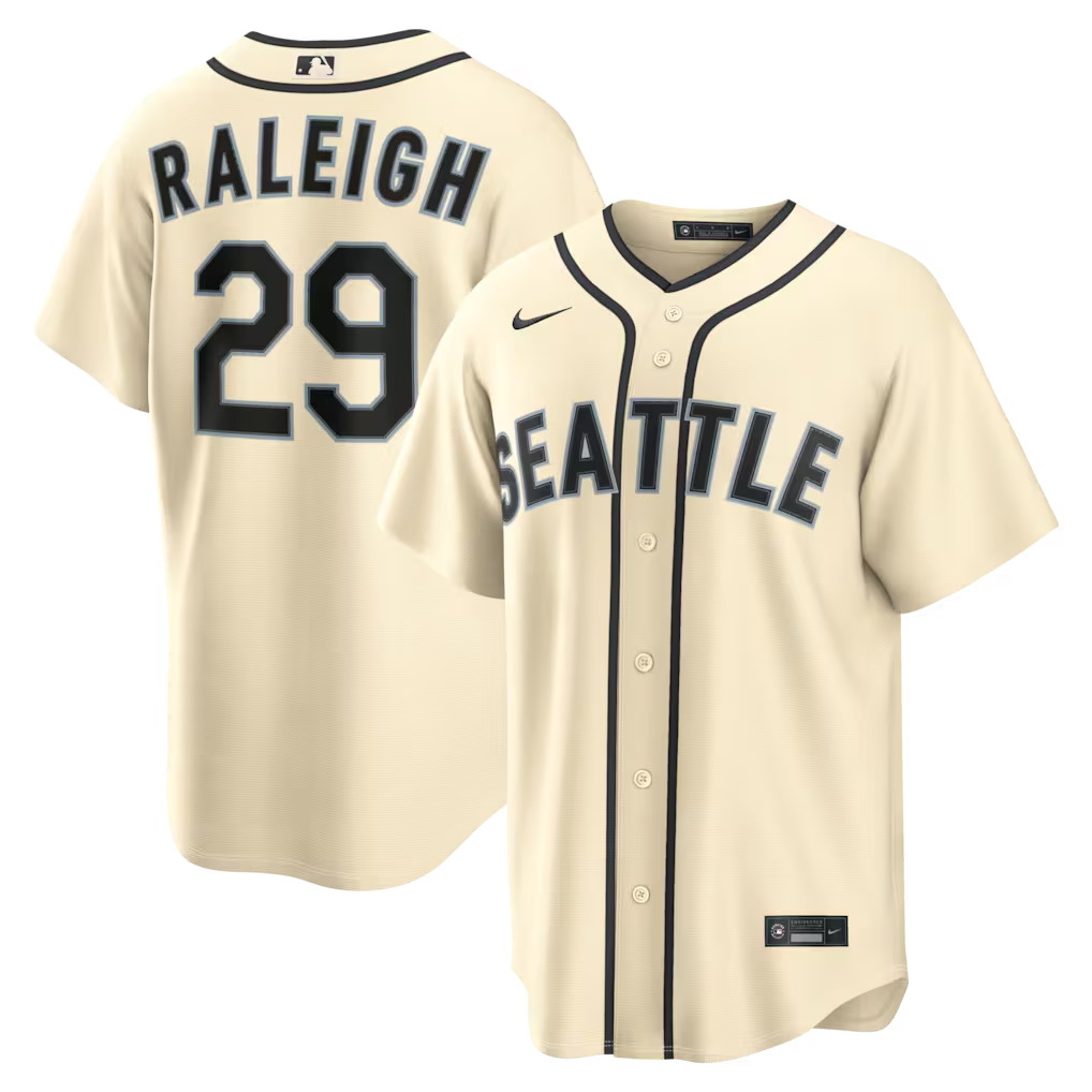 Personalized Men’s #29 Cal Raleigh Cream Seattle Mariners Alternate Jersey