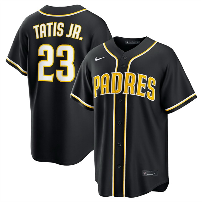 Personalized Men’s San Diego Padres #23 Fernando Tatis Jr. 2026 Fashion Black Out Stitched Baseball Jersey