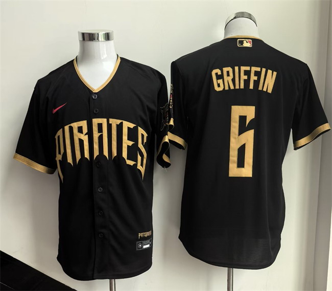 Personalized Men’s Pittsburgh Pirates #6 Konnor Griffin Black 2026 City Connect Stadium Stitched Baseball Jersey