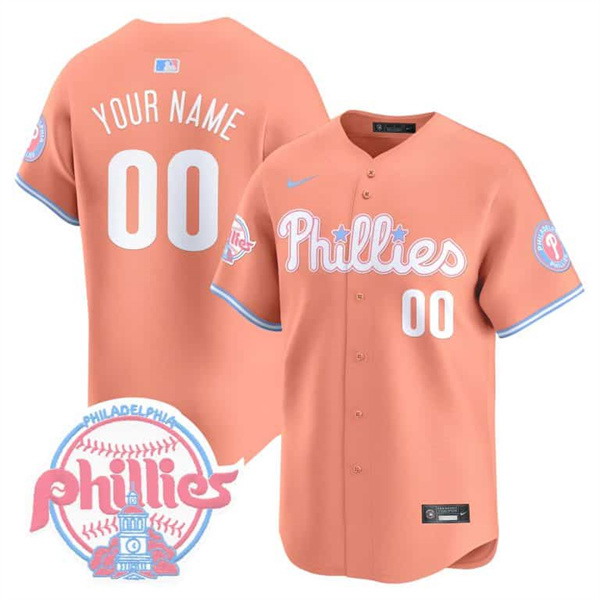 Personalized Men’s Philadelphia Phillies Active Player Bubblegum Peach Premier Limited Stitched Jersey