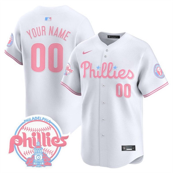 Personalized Men’s Philadelphia Phillies Active Player Bubblegum White Premier Limited Stitched Jersey