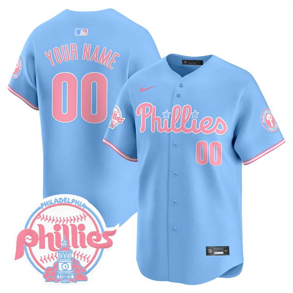 Personalized Men’s Philadelphia Phillies Active Player Bubblegum Light Blue Premier Limited Stitched Jersey
