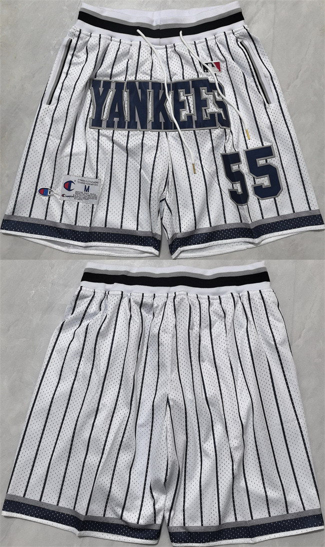 Personalized Men’s New Yok Yankees #55 White Shorts (Run Small)