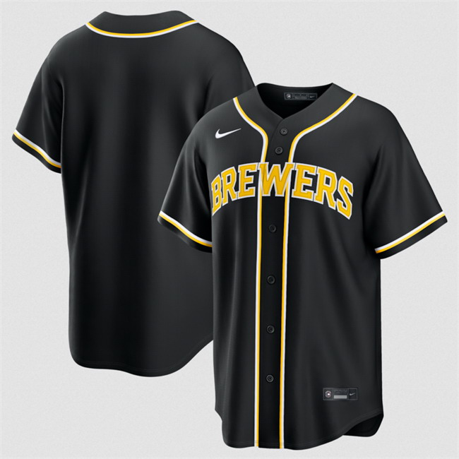 Personalized Men’s Milwaukee Brewers Blank 2026 Fashion Black Out Stitched Baseball Jersey