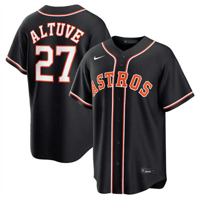 Personalized Men’s Houston Astros #27 Jose Altuve 2026 Fashion Black Out Stitched Baseball Jersey