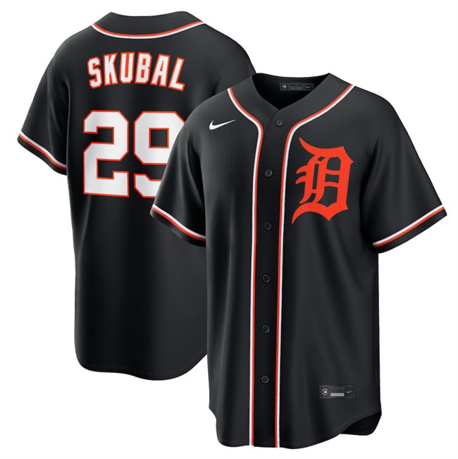 Personalized Men’s Detroit Tigers #29 Tarik Skubal 2026 Fashion Black Out Stitched Baseball Jersey