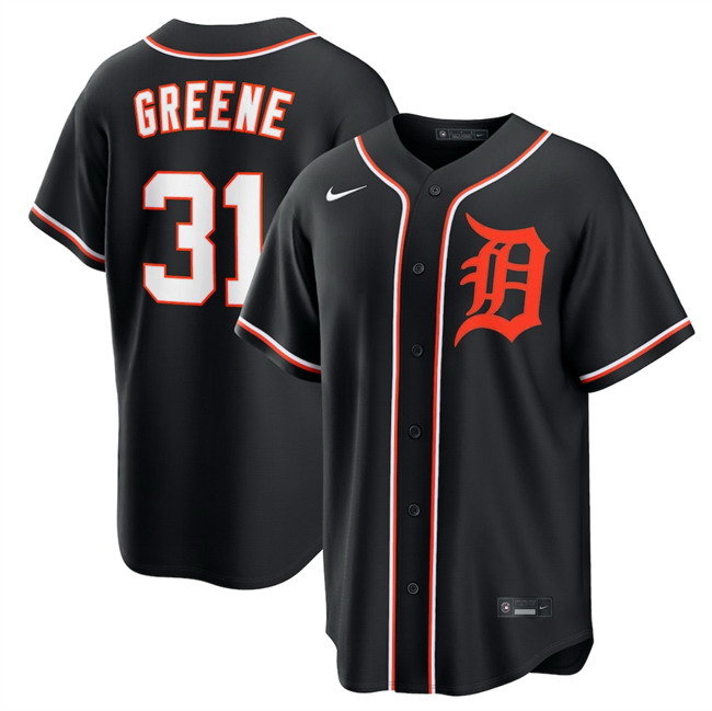 Personalized Men’s Detroit Tigers #31 Riley Greene 2026 Fashion Black Out Stitched Baseball Jersey