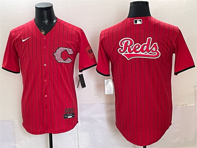 Personalized Men’s Cincinnati Reds Team Big Logo Red 2026 City Connect Stadium Stitched Baseball Jersey