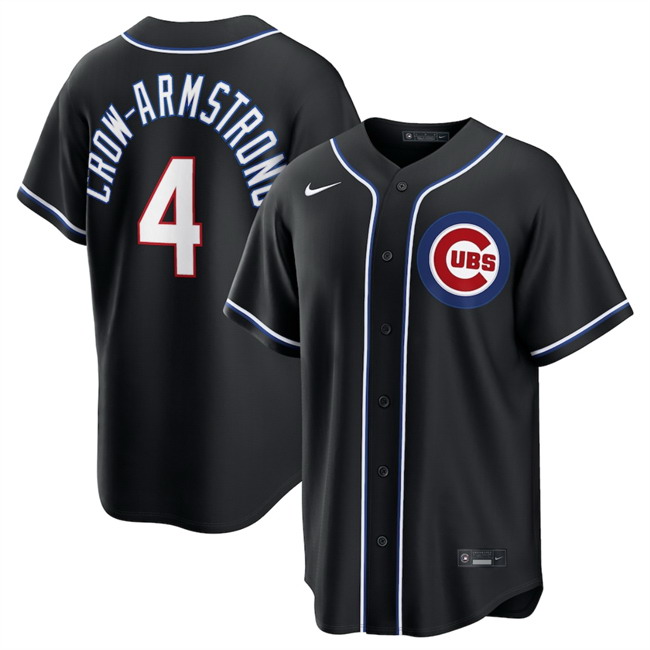 Personalized Men’s Chicago Cubs #4 Pete Crow-Armstrong 2026 Fashion Black Out Stitched Baseball Jersey