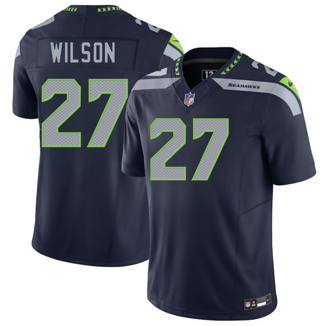 Personalized Men’s Seattle Seahawks #27 Emanuel Wilson Navy 2026 F.U.S.E. Untouchable Limited Stitched Football Jersey
