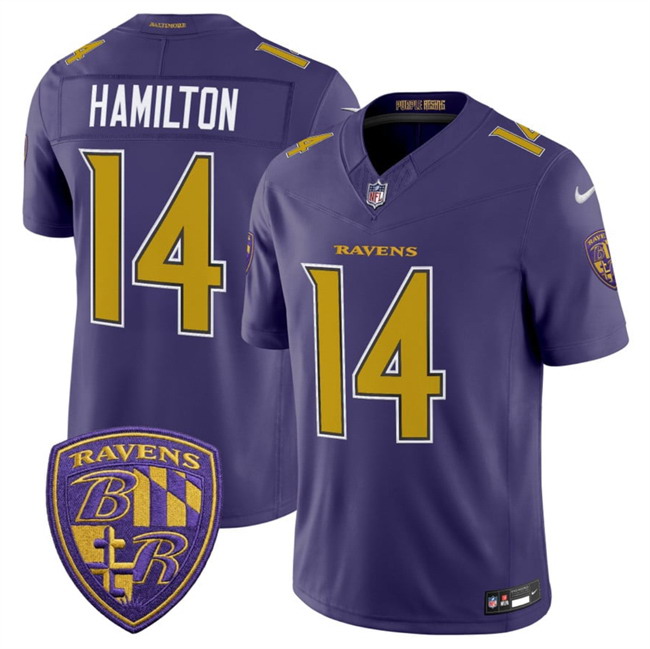 Personalized Men’s Baltimore Ravens #14 Kyle Hamilton Purple 2026 F.U.S.E. Alternate Stitched Limited Football Jersey
