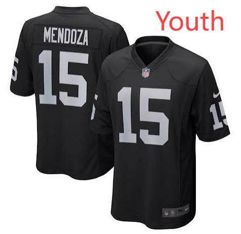 Personalized Youth Las Vegas Raiders #15 Fernando Mendoza Black Limited Stitched Jersey