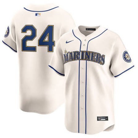 Personalized Men’s Mariners 24 Ken Griffey Jr. Cream Cool Base Jersey
