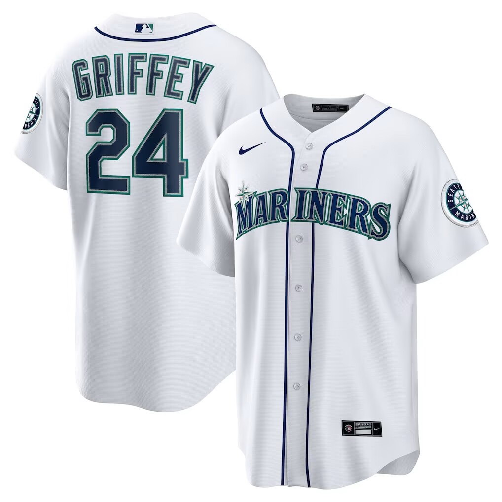 Personalized Men’s Mariners 24 Ken Griffey Jr. White Cool Base Jersey