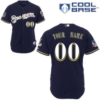 Personalized customized milwaukee brewers jersey blue cool base baseball jersey