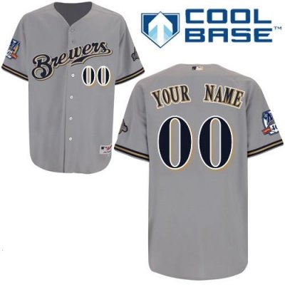Personalized customized milwaukee brewers jersey grey road cool base baseball jersey