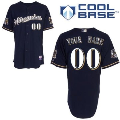 Personalized customized milwaukee brewers jersey blue 2010 road cool base baseball jersey