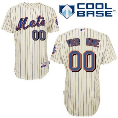 Personalized customized new york mets jersey cream blue strip 2010 cool base baseball jersey