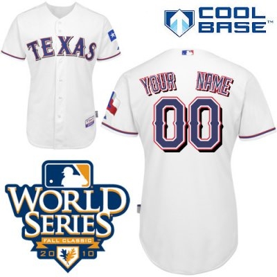 Personalized customized texas rangers jersey white home cool base 2010 world series patch baseball jersey