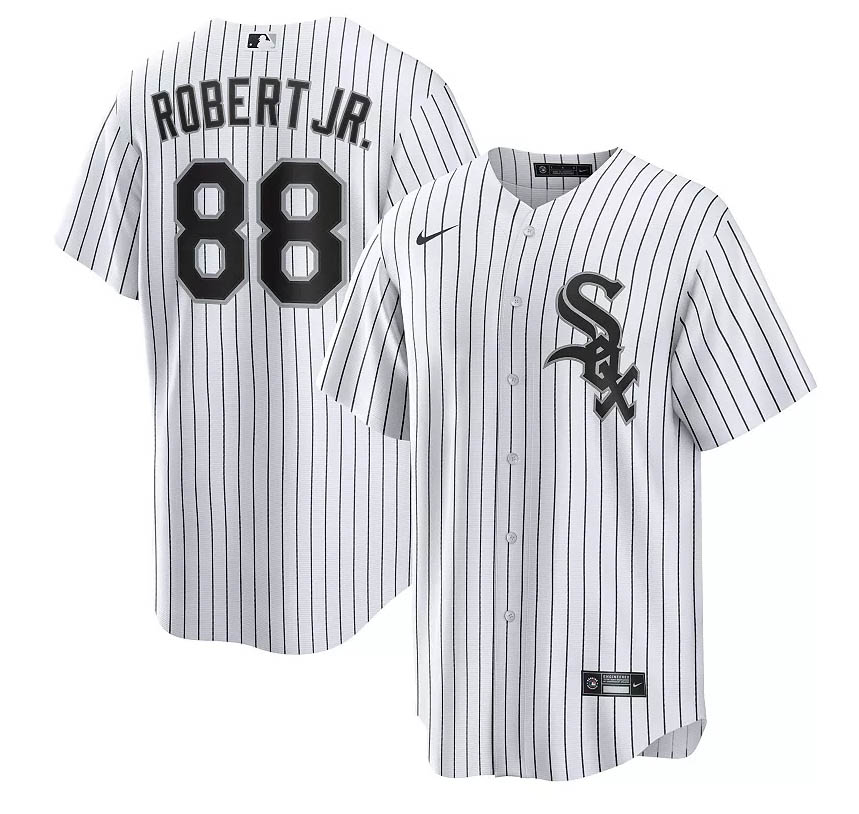 Personalized Men’s Chicago White Sox #88 Luis Robert White Stripe Jersey