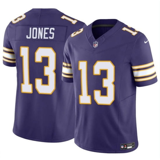 Personalized Men’s Minnesota Vikings #13 Daniel Jones Purple 2023 F.U.S.E. Throwback Untouchable Limited Stitched Jersey