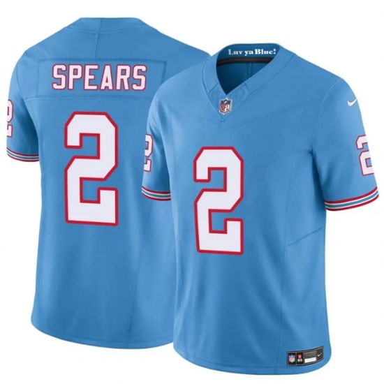 Personalized Men’s Tennessee Titans #2 Tyjae Spears Blue 2024 F.U.S.E. Throwback Limited Stitched Football Jersey