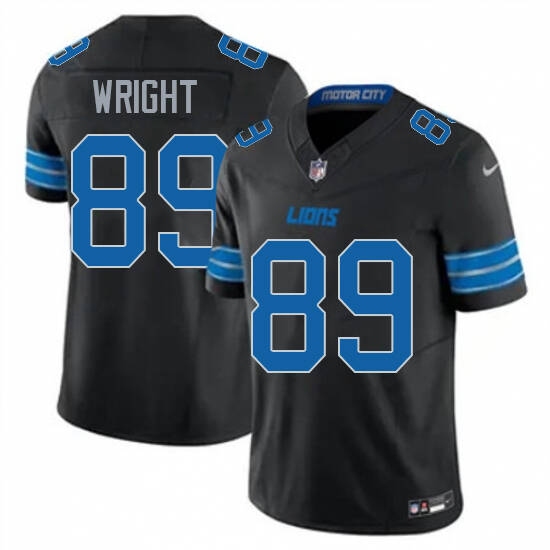 Personalized Men’s Detroit Lions #89 Brock Wright Black Stitched NFL Jersey
