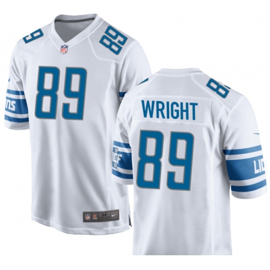Personalized Men’s Detroit Lions #89 Brock Wright White Stitched NFL Jersey