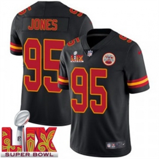 Personalized Youth Kansas City Chiefs Chris Jones #95 Black 2024 2025 Super Bowl LIX F U S E Stitched Jersey
