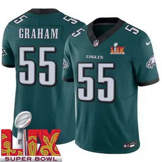 Personalized Youth Philadelphia Eagles Brandon Graham #55 Green 2024 2025 Super Bowl LIX F U S E Stitched NFL Jersey