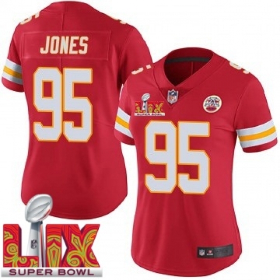 Personalized Women Kansas City Chiefs Chris Jones #95 Red 2024 2025 Super Bowl LIX F U S E Stitched Jersey
