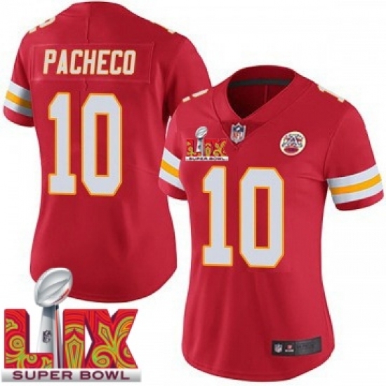 Personalized Women Kansas City Chiefs Isiah Pacheco #10 Red 2024 2025 Super Bowl LIX F U S E Stitched Jersey