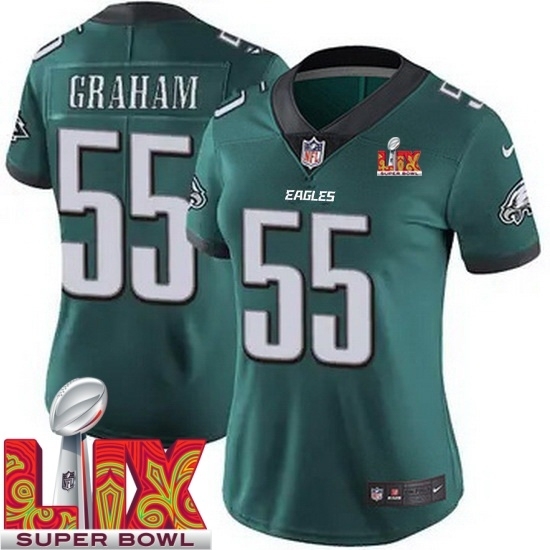 Personalized Women Philadelphia Eagles Brandon Graham #55 Green 2024 2025 Super Bowl LIX F U S E Stitched NFL Jersey