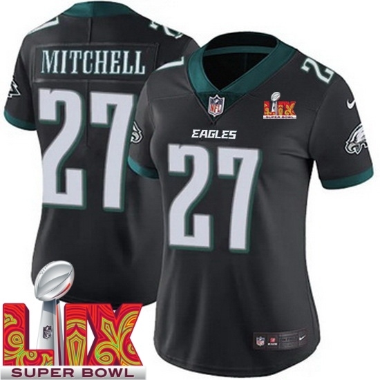 Personalized Women Philadelphia Eagles Quinyon Mitchell #27 Black 2024 2025 Super Bowl LIX F U S E Stitched NFL Jersey