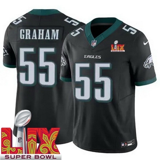 Personalized Men’s Philadelphia Eagles Brandon Graham #55 Black 2024 2025 Super Bowl LIX F U S E Stitched NFL Jersey