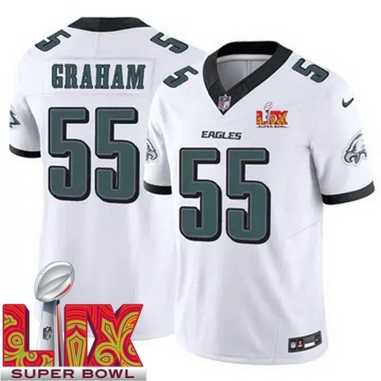 Personalized Men’s Philadelphia Eagles Brandon Graham #55 White 2024 2025 Super Bowl LIX F U S E Stitched NFL Jersey