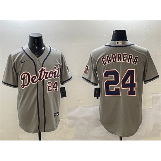 Personalized Men’s Detroit Tigers #24 Miguel Cabrera Gray Cool Base Stitched Baseball Jersey