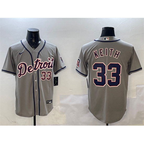 Personalized Men’s Detroit Tigers #33 Colt Keith Gray Cool Base Stitched Baseball Jersey