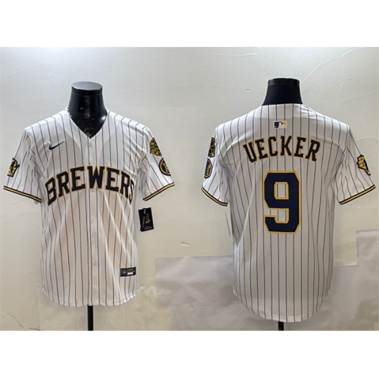 Personalized Men’s Milwaukee Brewers #9 Bob Uecker White With Home Limited Stitched Baseball Jersey