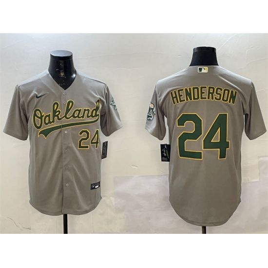 Personalized Men’s Oakland Athletics #24 Ricky Henderson Gray With Stitched Baseball Jersey