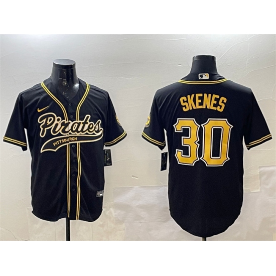 Personalized Men’s Pittsburgh Pirates #30 Paul Skenes Black Cool Base Stitched Baseball Jersey