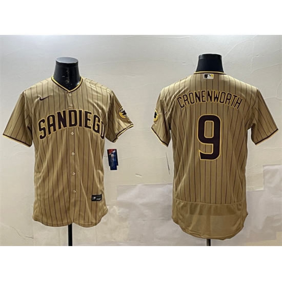 Personalized Men’s San Diego Padres #9 Jake Cronenworth Brown Flex Base Stitched MLB Jersey