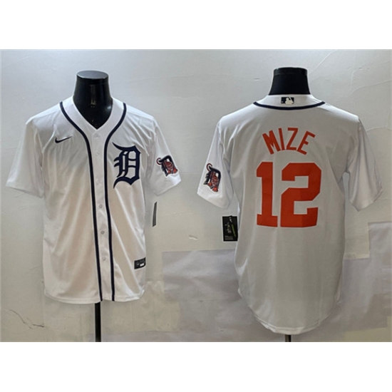 Personalized Men’s Detroit Tigers #12 Casey Mize White With Cool Base Stitched Baseball Jersey